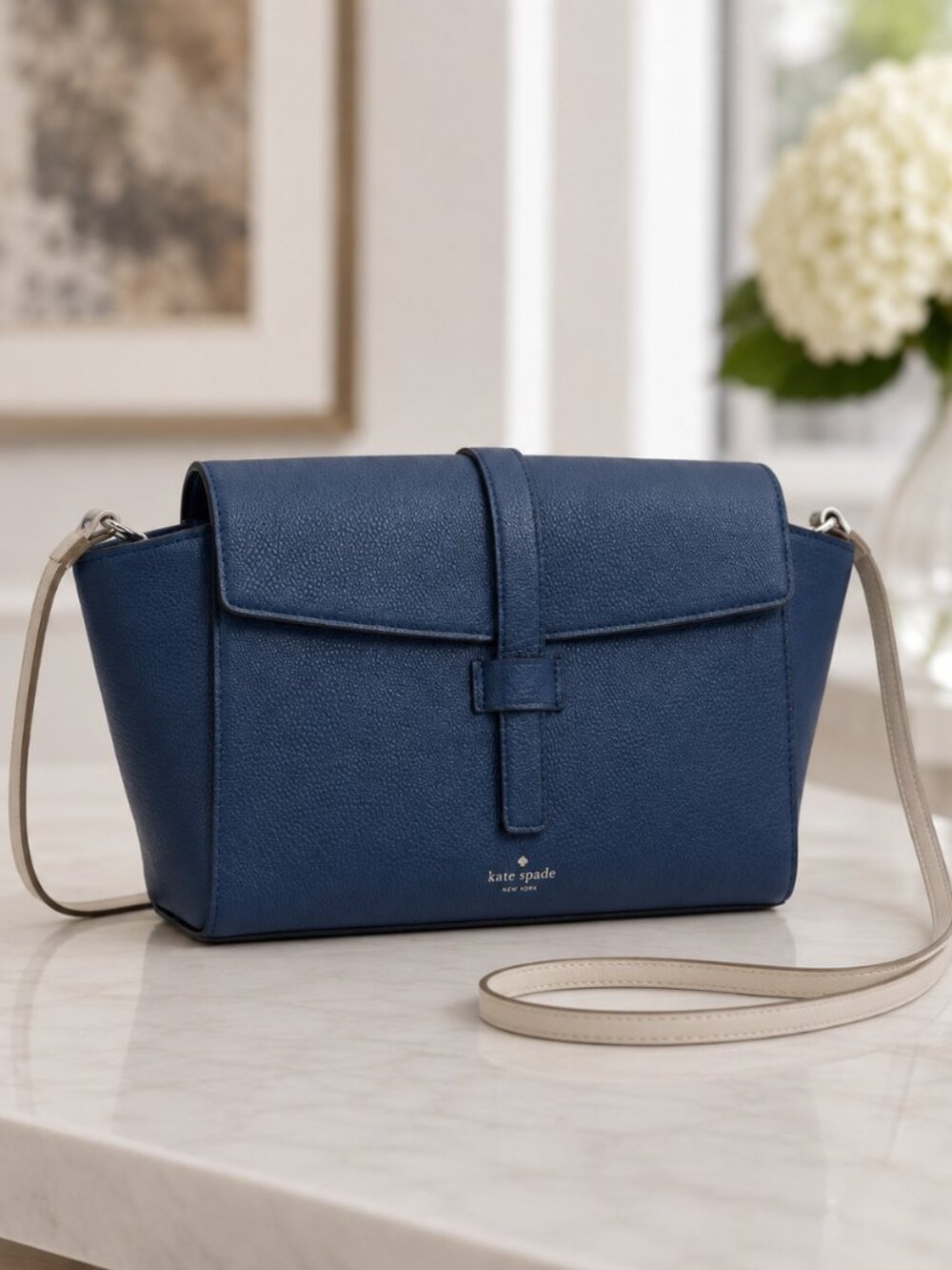 Kate Spade Blue Lizard Embossed Leather Crossbody Gold Chain NWT